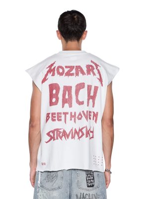 LINE UP EKCESS CUT OFF TEE WHITE/RED