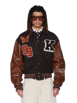 PATCHED VARSITY JACKET CHOCOLATE