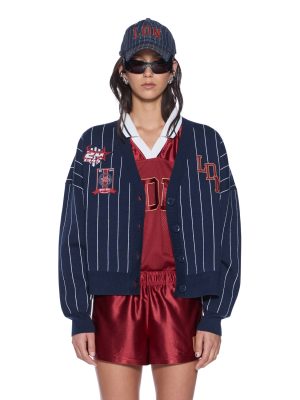 DEAN CARDIGAN NAVY PINSTRIPE