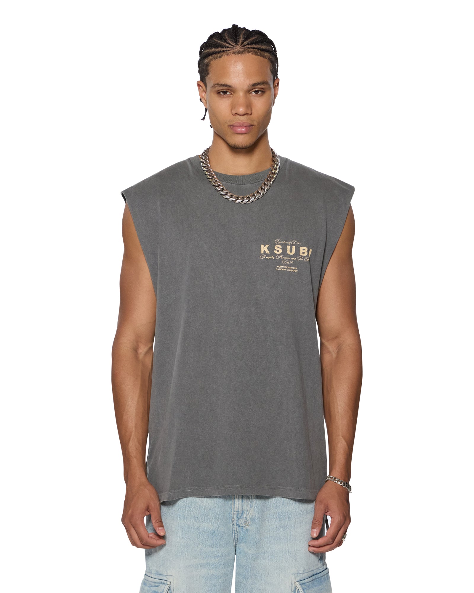 LOCK CUT OFF TEE CHARCOAL