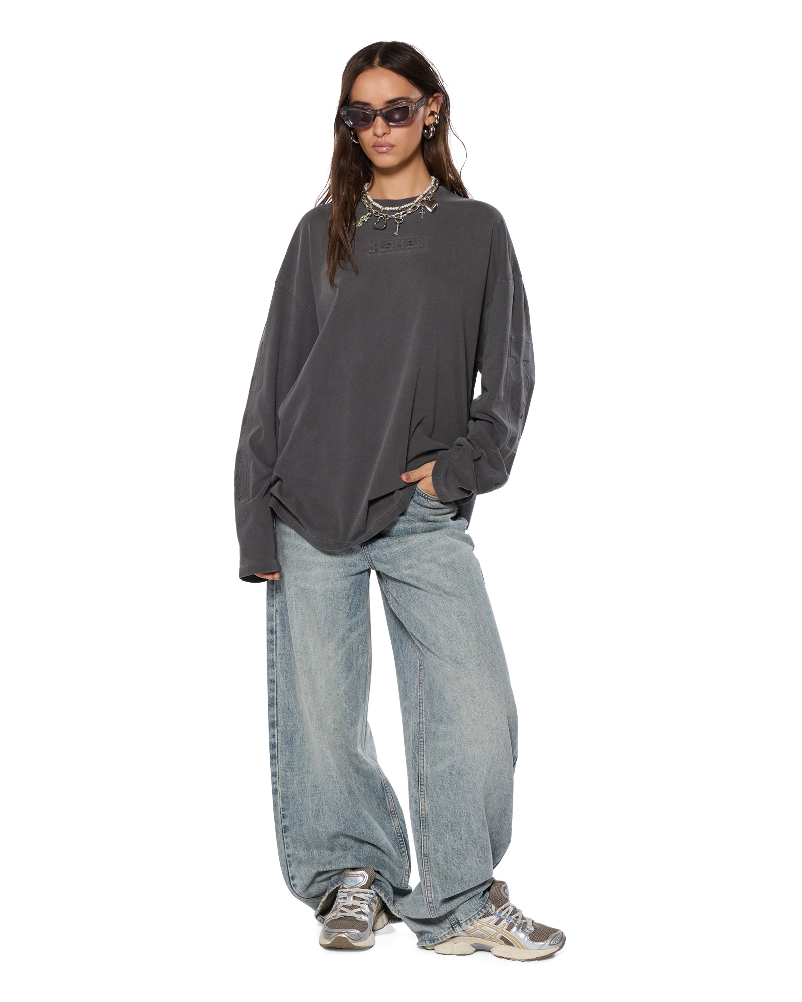 SOTT BOYFRIEND LS TEE CHARCOAL - Image 3