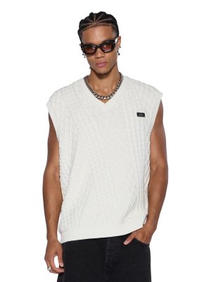 TURNCABLE KNIT VEST VINTAGE WHITE