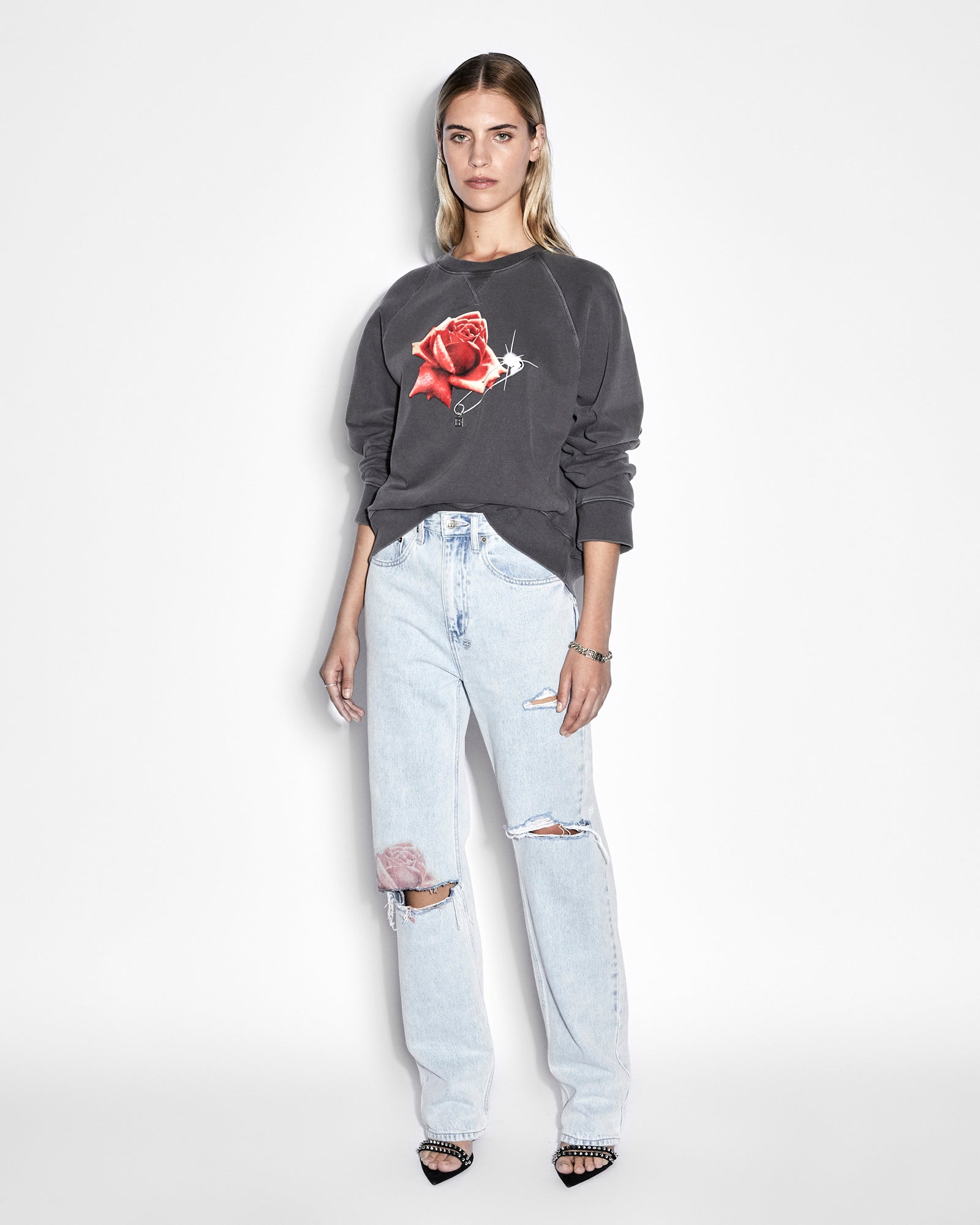 FEELS GOOD RAGLAN CREW CHARCOAL - Image 2