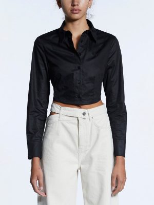 TUCKED CROP SHIRT BLACK